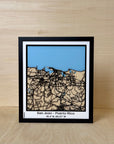 San Juan Puerto Rico framed 3D wooden city map wall art with laser-cut streets and blue ocean.